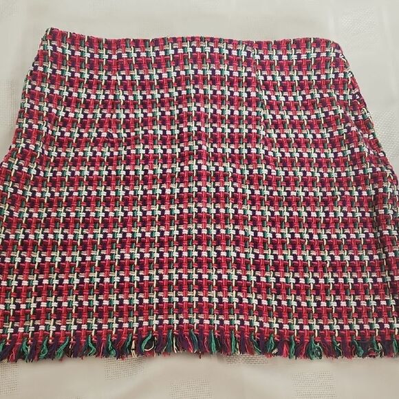 Zara Red and White Embellished Pencil Mini Skirt - Picture 7 of 16